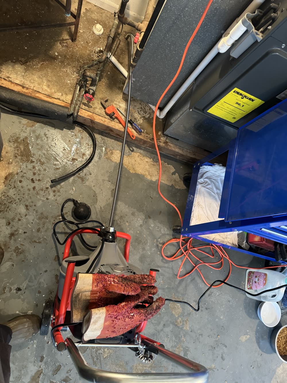 Mechanical drain-cleaning equipment and cable at a service location